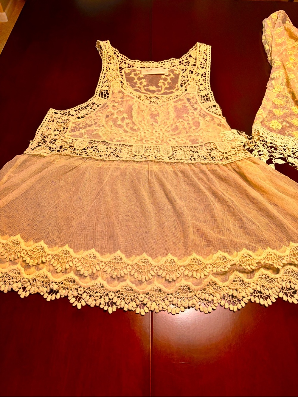 Cream Crochet Lace Tank Top